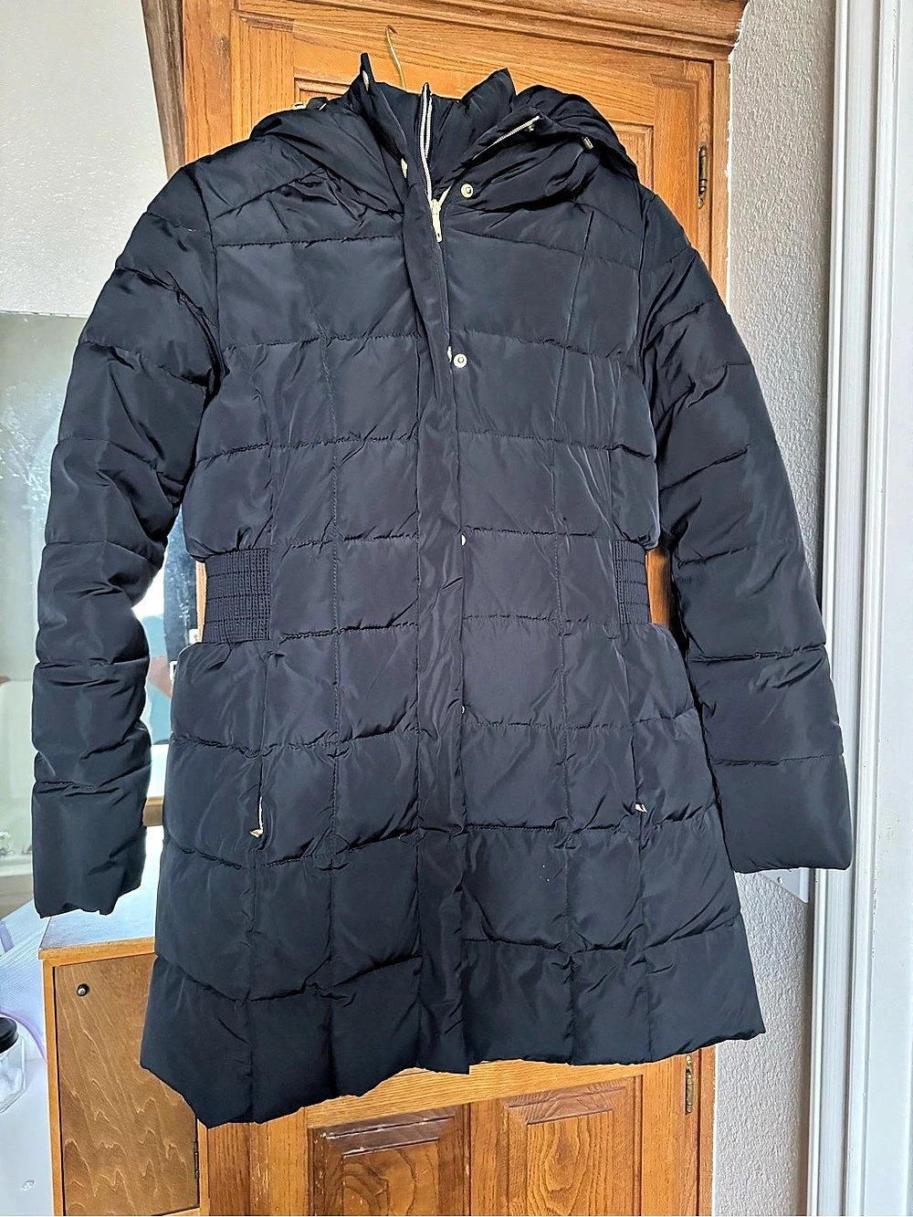 Cole Haan Women's Hooded Puffer Coat Black size Large - Like New